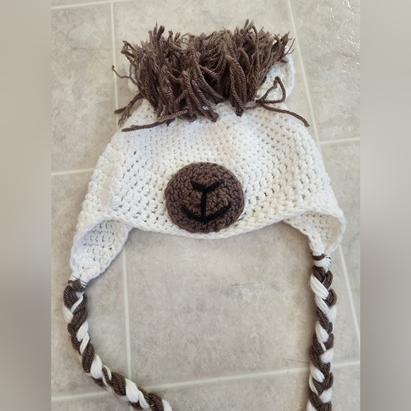 𝅺HANDMADE by Me!! Llama winter hat-kids 5+ years. Animal hat - Picture 3 of 4